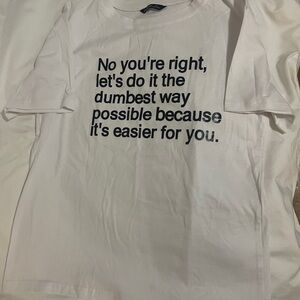 White Short-Sleeve Graphic Tee with Bold Text